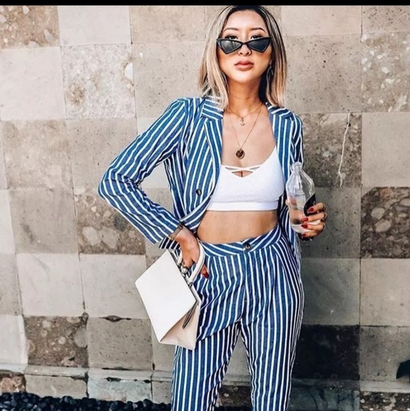 2 set Double Button Notched Collar Blazer and Pant - Picture 7 of 8